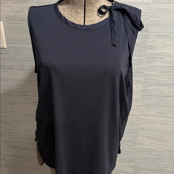 Banana Republic Dark Blue Sleeveless Blouse with Shoulder Bow - Picture 1 of 4